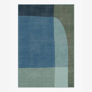 dark green and blue abstract rug 