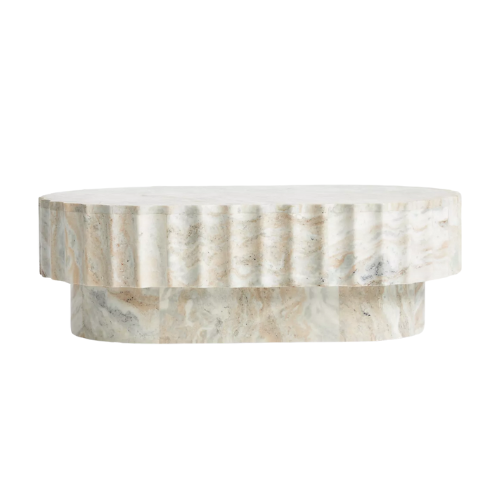 Fluted marble coffee table