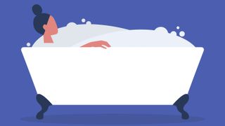 illustration of woman in bubble bath