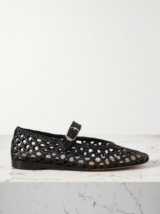 Woven Leather Mary Jane Ballet Flats