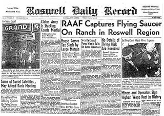 Accounts of a "flying saucer" in Roswell, New Mexico, were later disputed by U.S. Army officials, who claimed the UFO was a weather balloon.