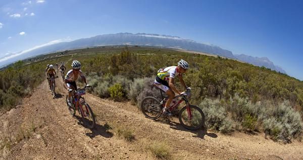 Burry Stander and Christoph Sauser of Team Songo-Specialized by DCM hang in the lead bunch, having to accept second place for stage one