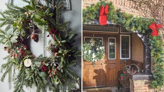 Fronts doors with Christmas decorating ideas