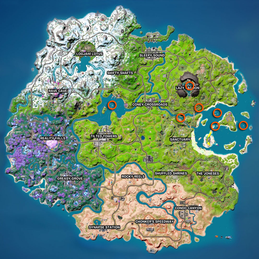 Fortnite Level Up Tokens Week 4 locations map