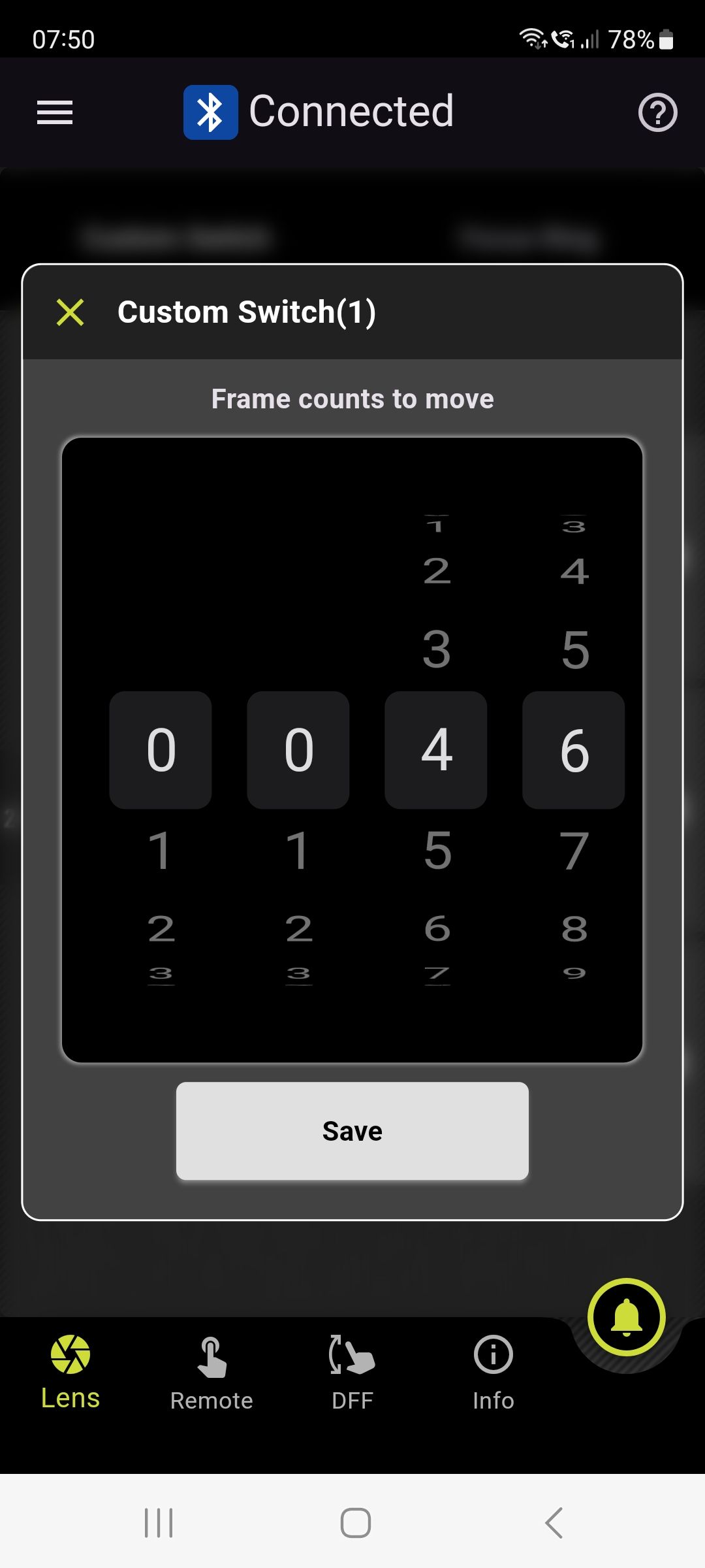 Tamron-Link smartphone app screengrab