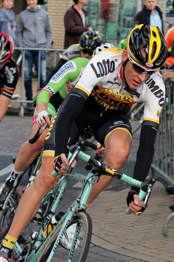 Robert Gesink (LottoNl-Jumbo) leads in the Profronde van Surhuisterveen.