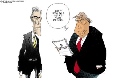 Political cartoon U.S. Trump Mueller FBI Russia investigation