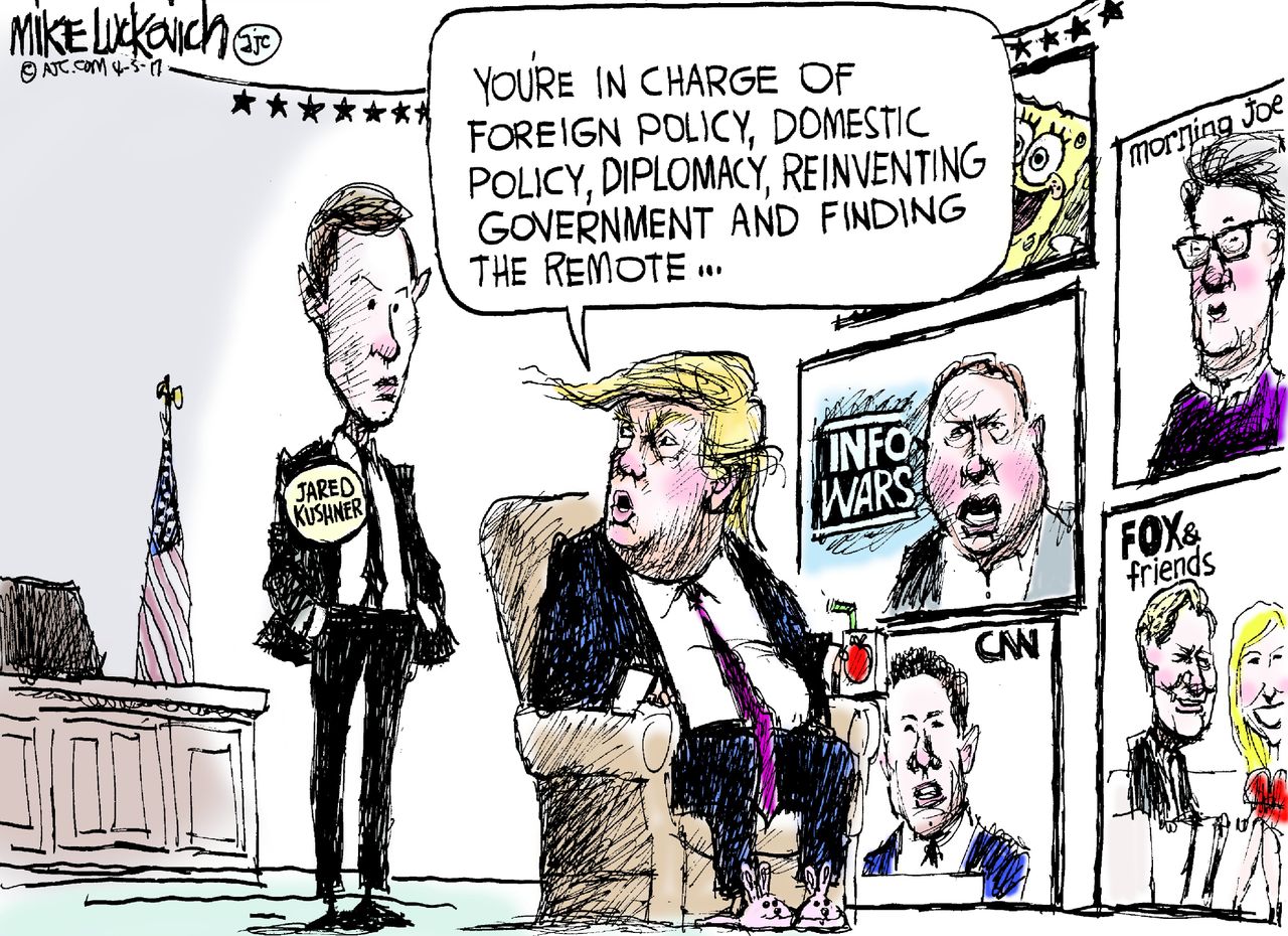 Political Cartoon U.S. Trump Kushner CNN Fox News Government