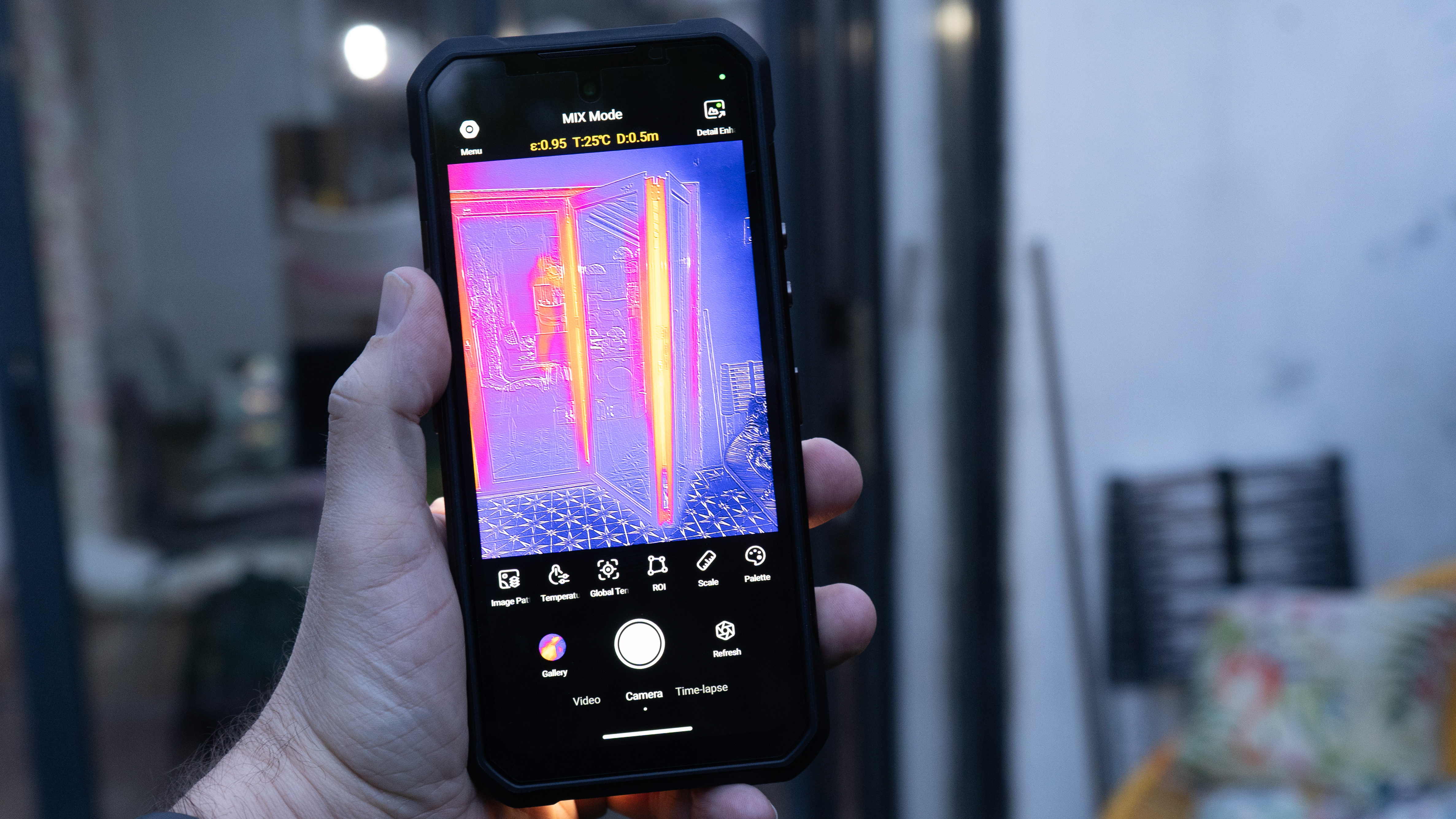 Oukitel WP61 Ultra phone with the thermal camera in use