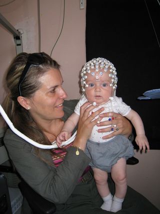 Baby in electrode cap