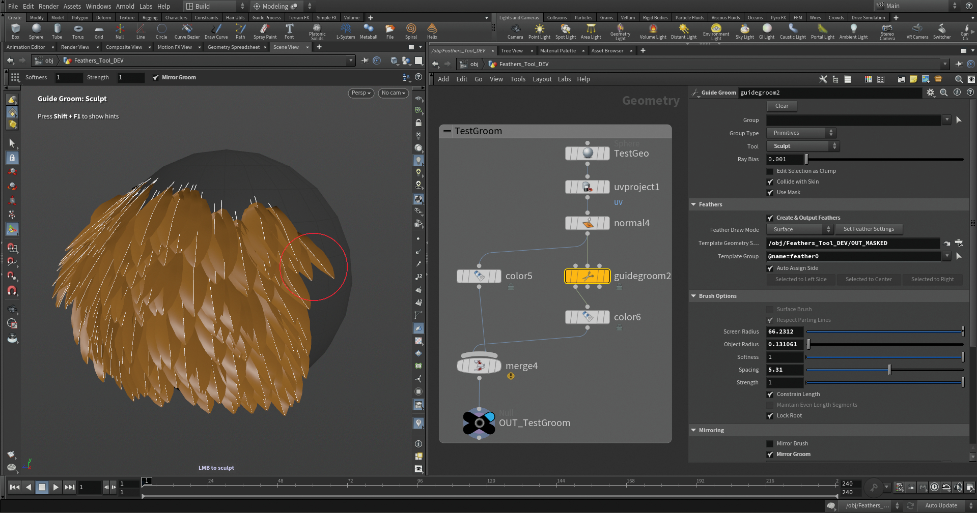 Follow Mario Leone's tutorial to use Houdini 20 feather tool, image 15