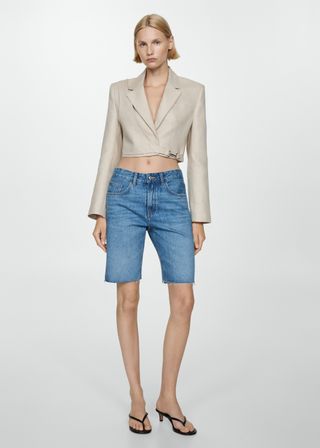 Straight-Fit Denim Bermuda Shorts