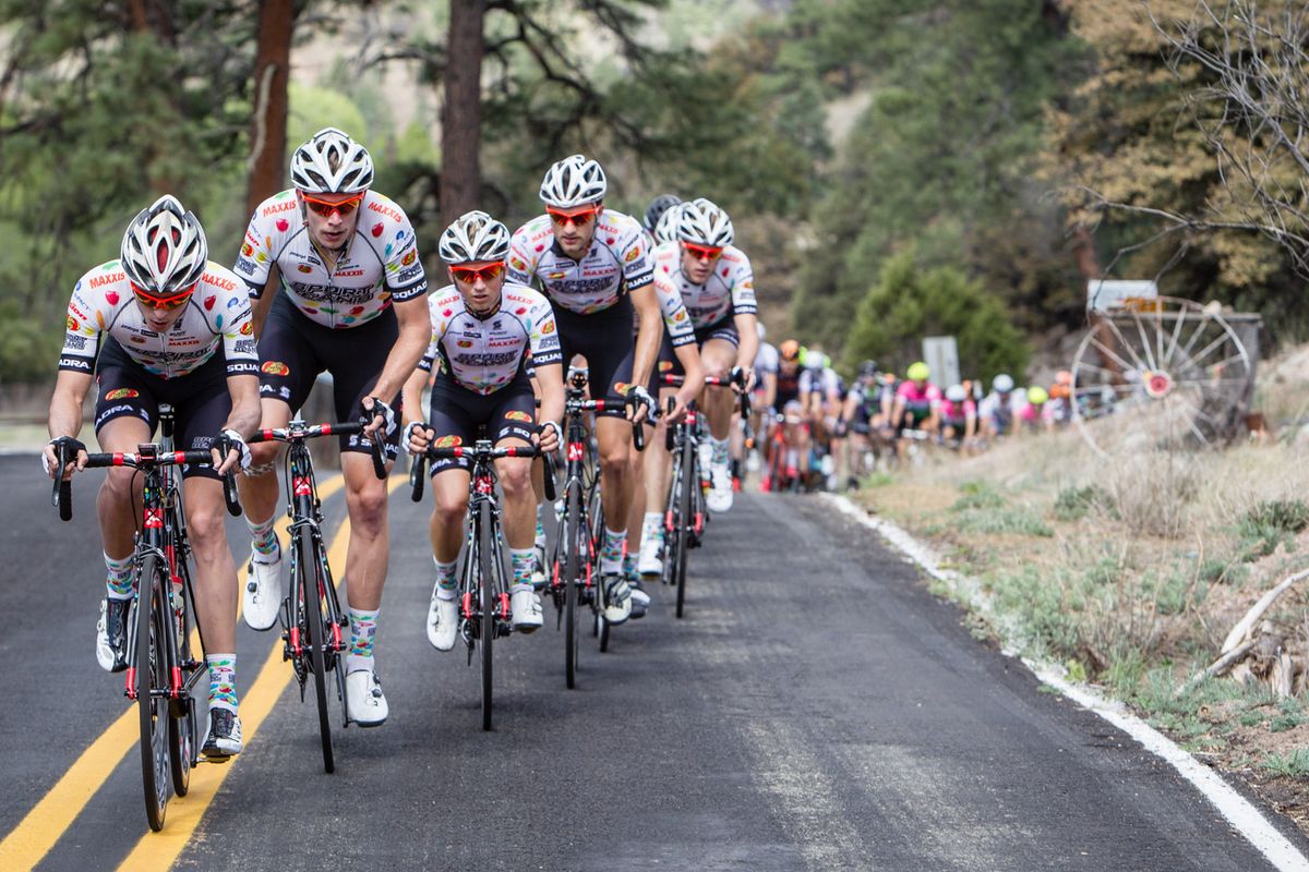 Jelly Belly spent the day riding tempo on the front