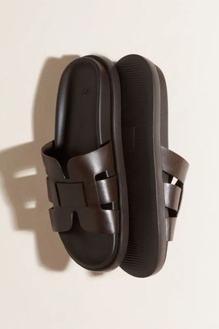Woven faux leather sliders