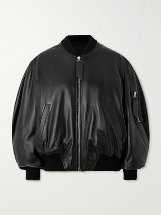 Anja Oversized Leather Bomber Jacket