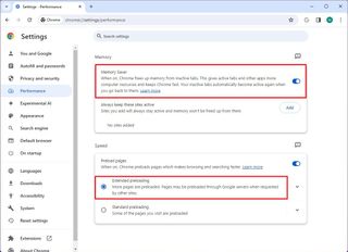 Chrome enable performance features