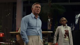 Janelle Monae and Daniel Craig in Glass Onion: A Knives Out Mystery