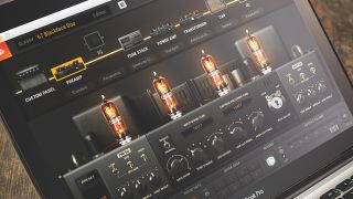 A close up of BIAS Amp 2 guitar plugin running on a MacBook