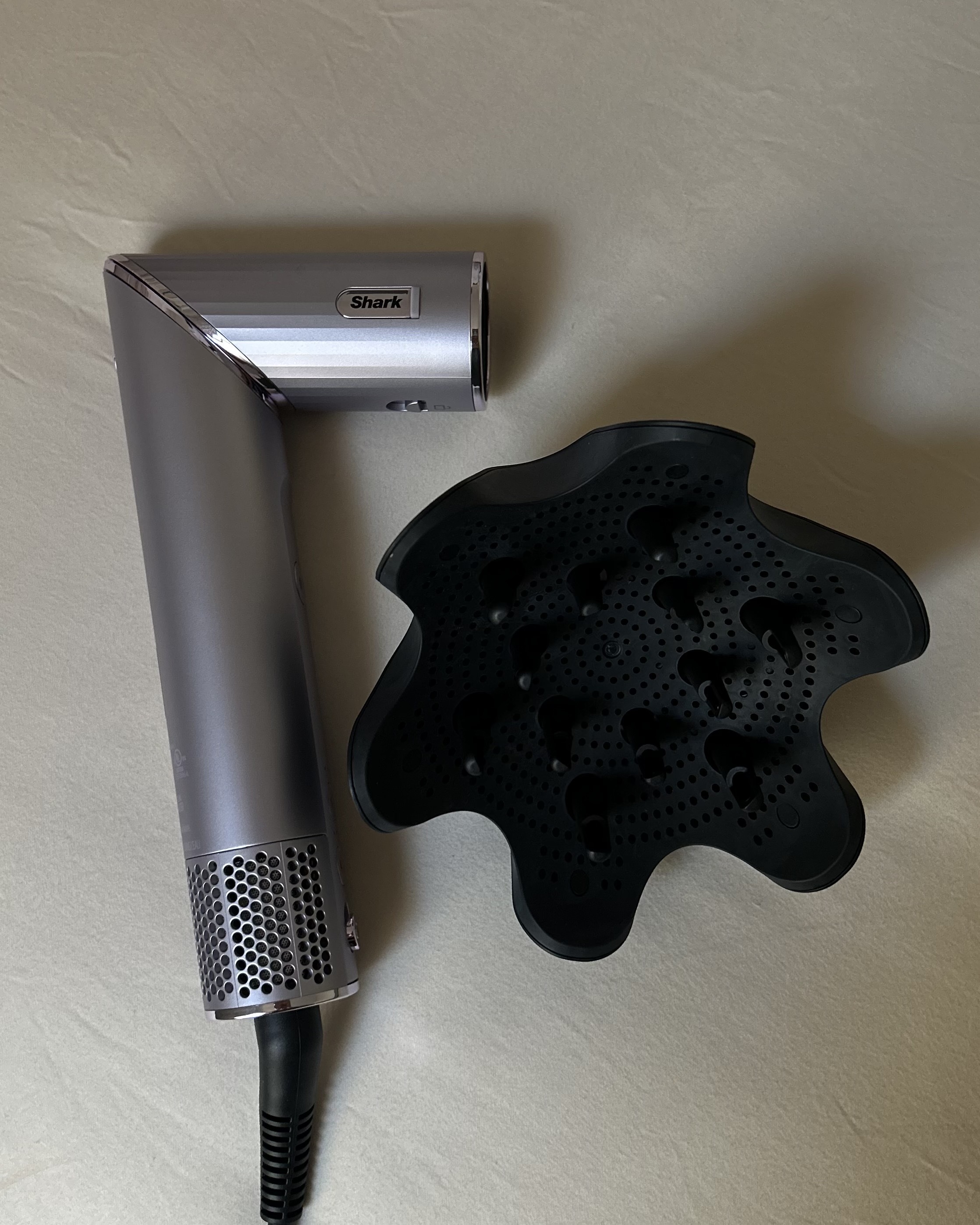 An image of Alyssa Brascia's Shark FlexStyle with the diffuser attachment.