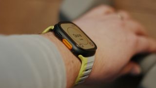 Apple Watch Ultra 2 on wrist showing a timer