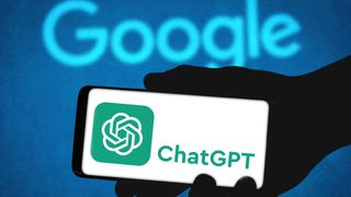 ChatGPT on a phone in front of Google
