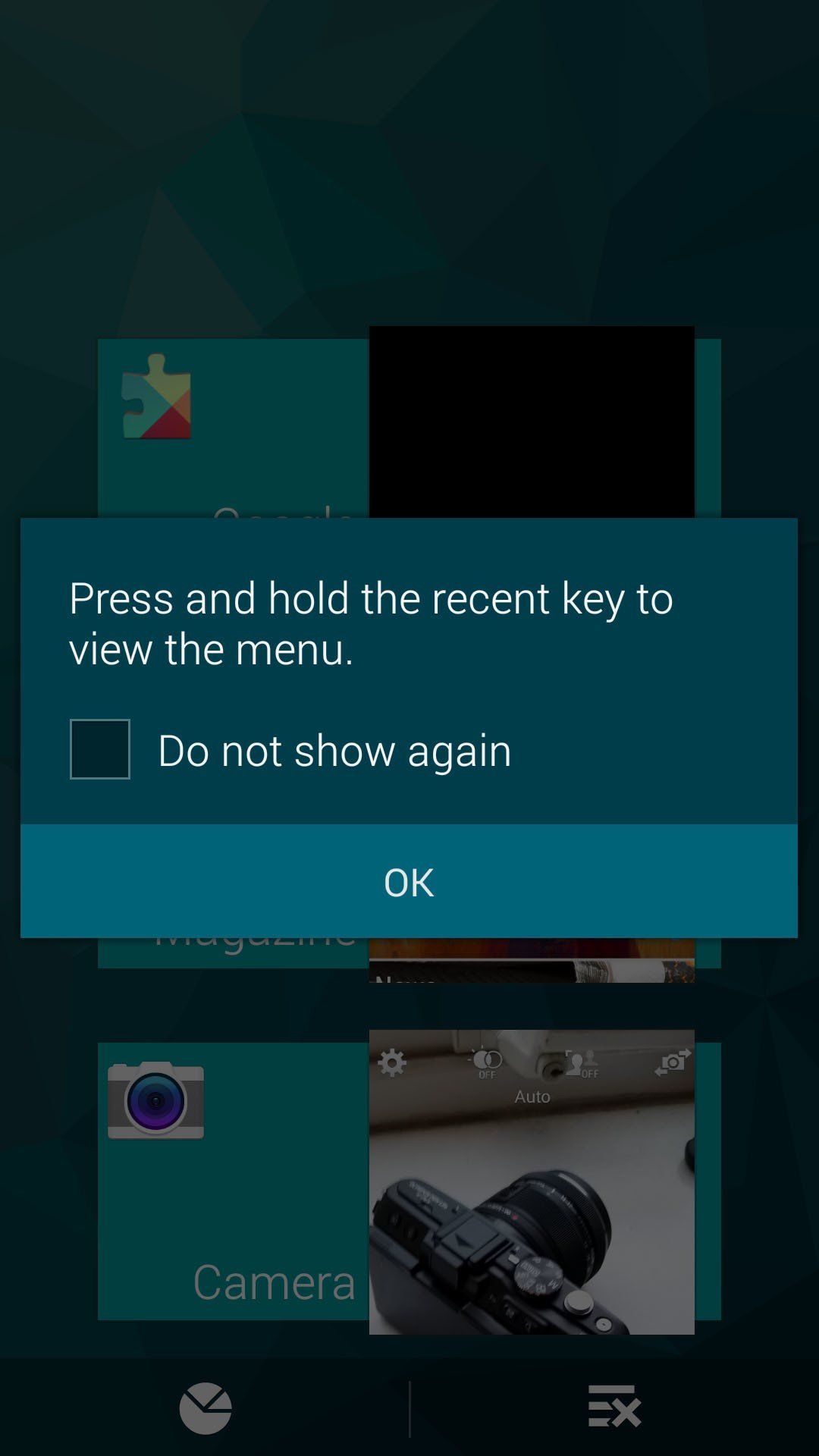 Samsung Galaxy S5 menu key