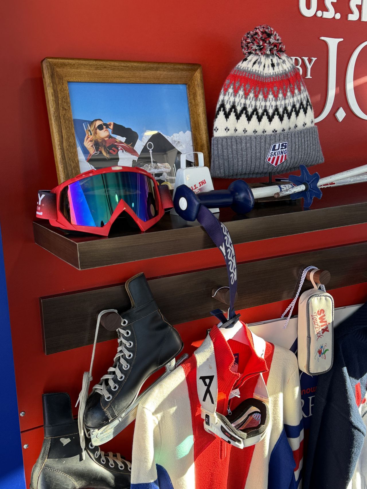 A photo of the J.Crew pop-up in Aspen celebrating the U.S. Ski &amp; Snowboard partnership.