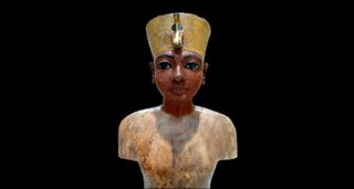 A bust of Tutankhamun, possibly a mannequin for the king's clothes or jewellery, that archaeologists found in Tut's tomb.