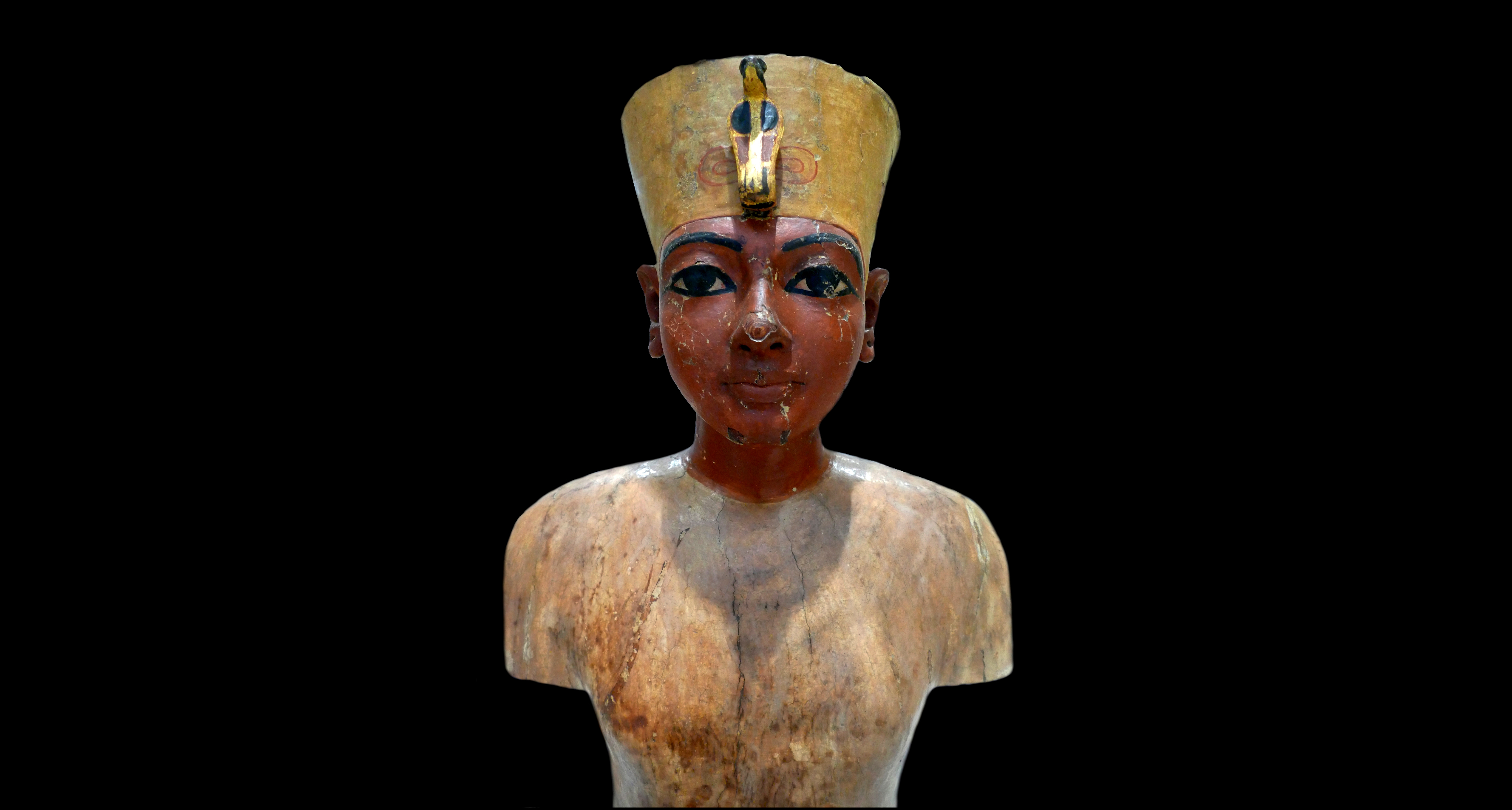 A bust of Tutankhamun, possibly a mannequin for royal clothing or jewelry, which archaeologists found in Tutankhamun's tomb.