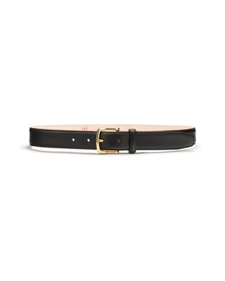 Black waist belt with gold hardware