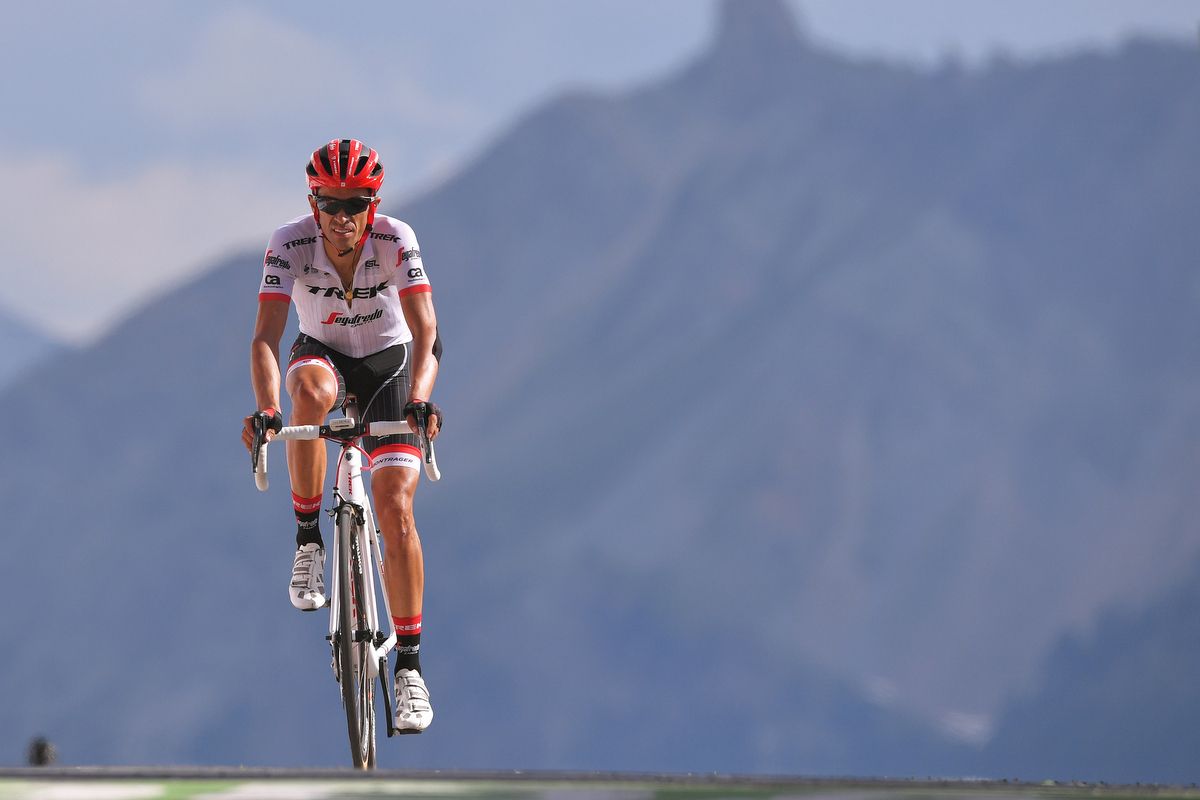 Alberto Contador (Trek-Segafredo) rides to the line