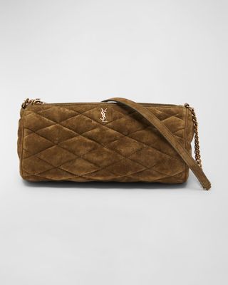 Sade Small Ysl Tube Shoulder Bag in Quilted Suede