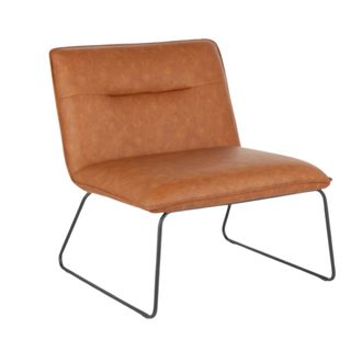 Brown leather modern accent chair