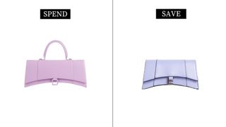 Designer dupes Balenciaga hourglass stretched top handle bag in lilac