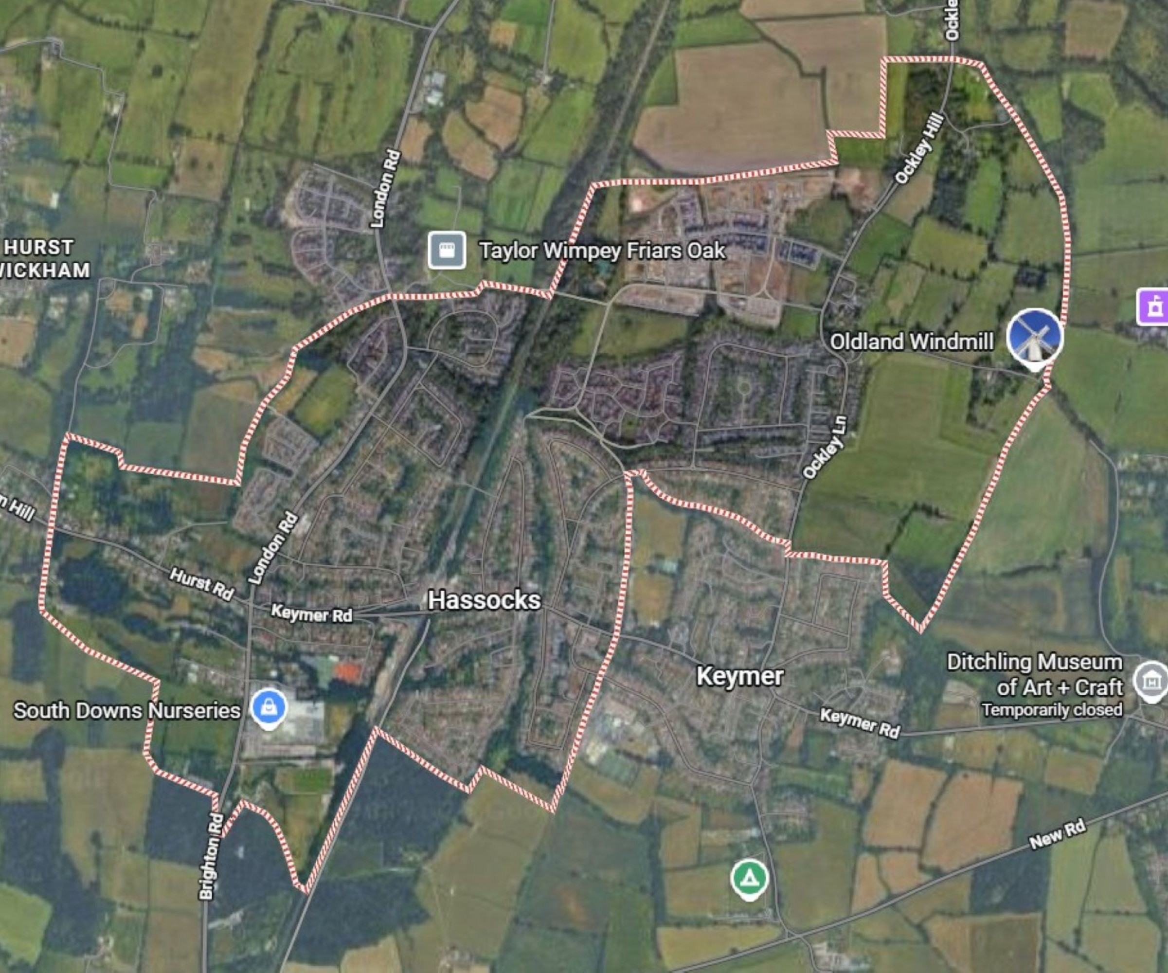 An aerial view of Hassocks in West Sussex