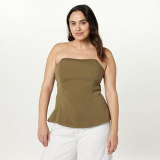 The Drop Women's Alejandra Strapless Corset Top, Capers Olive, Xxs