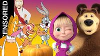 Characters from the most controversial cartoons: South Park, Popetown, Masha and the Bear, Bugs Bunny and Ren and Stimpy