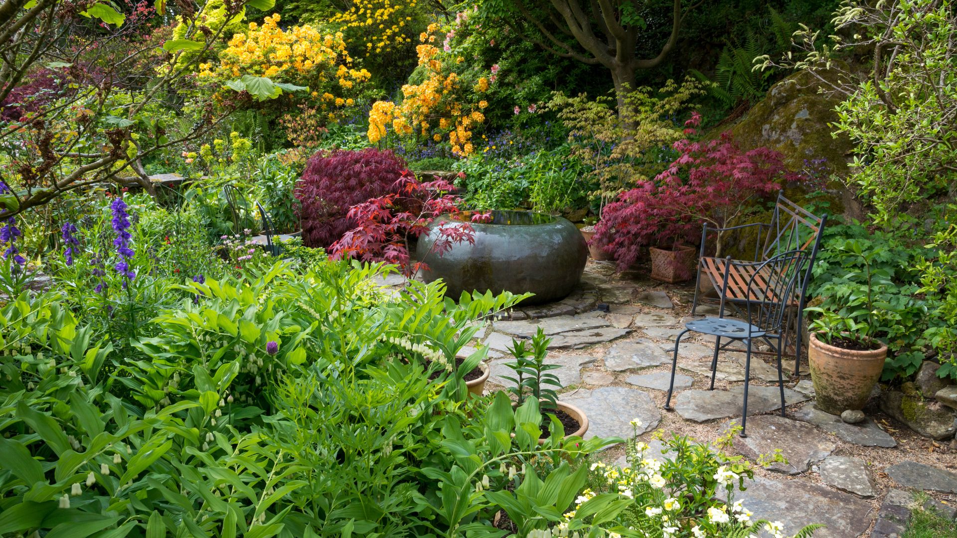 picture of small garden with seating area
