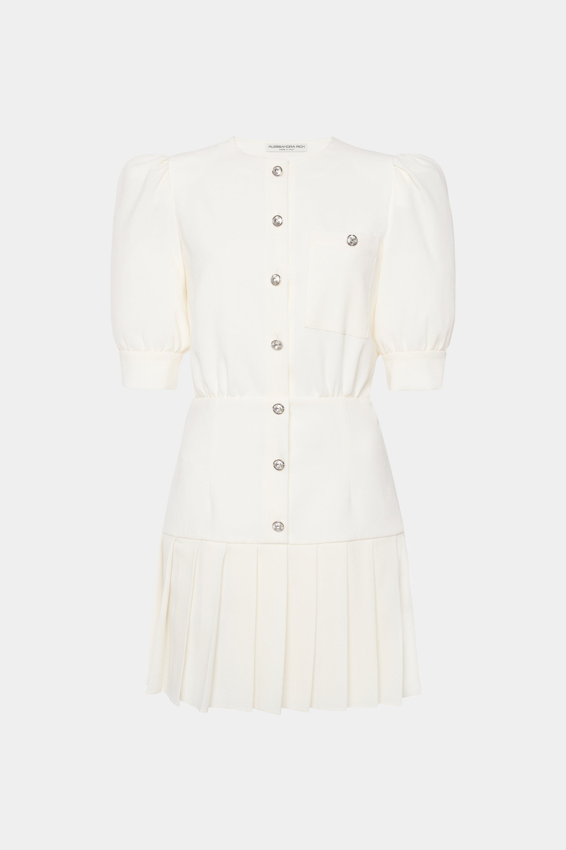 Wool Crepe Mini Dress - 36 / White