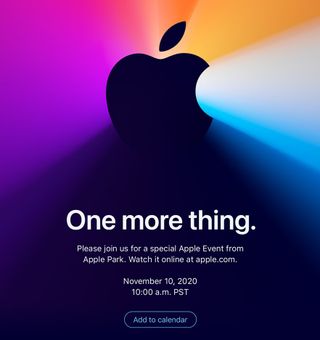 Apple event invite to November 10, 2020 event