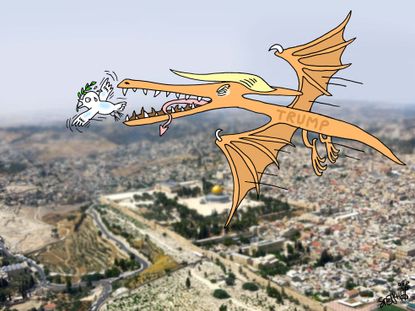 Political cartoon U.S. Trump Israel peace talks