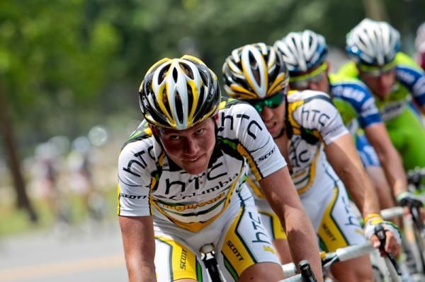 HTC-Columbia working at the front to deliver their sprinter to the line.