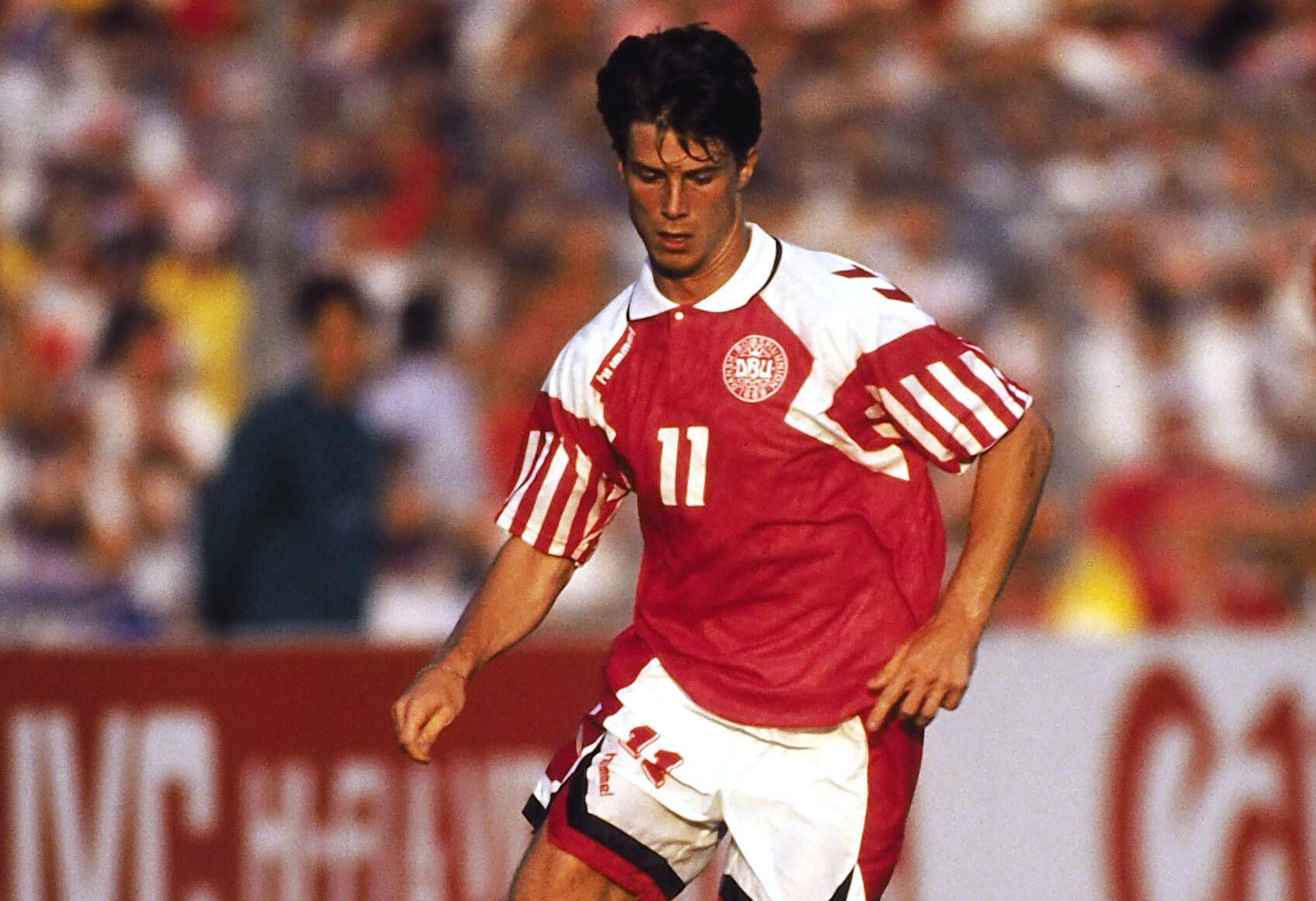 Brian Laudrup playing for Denmark against Germany in the final of Euro 92