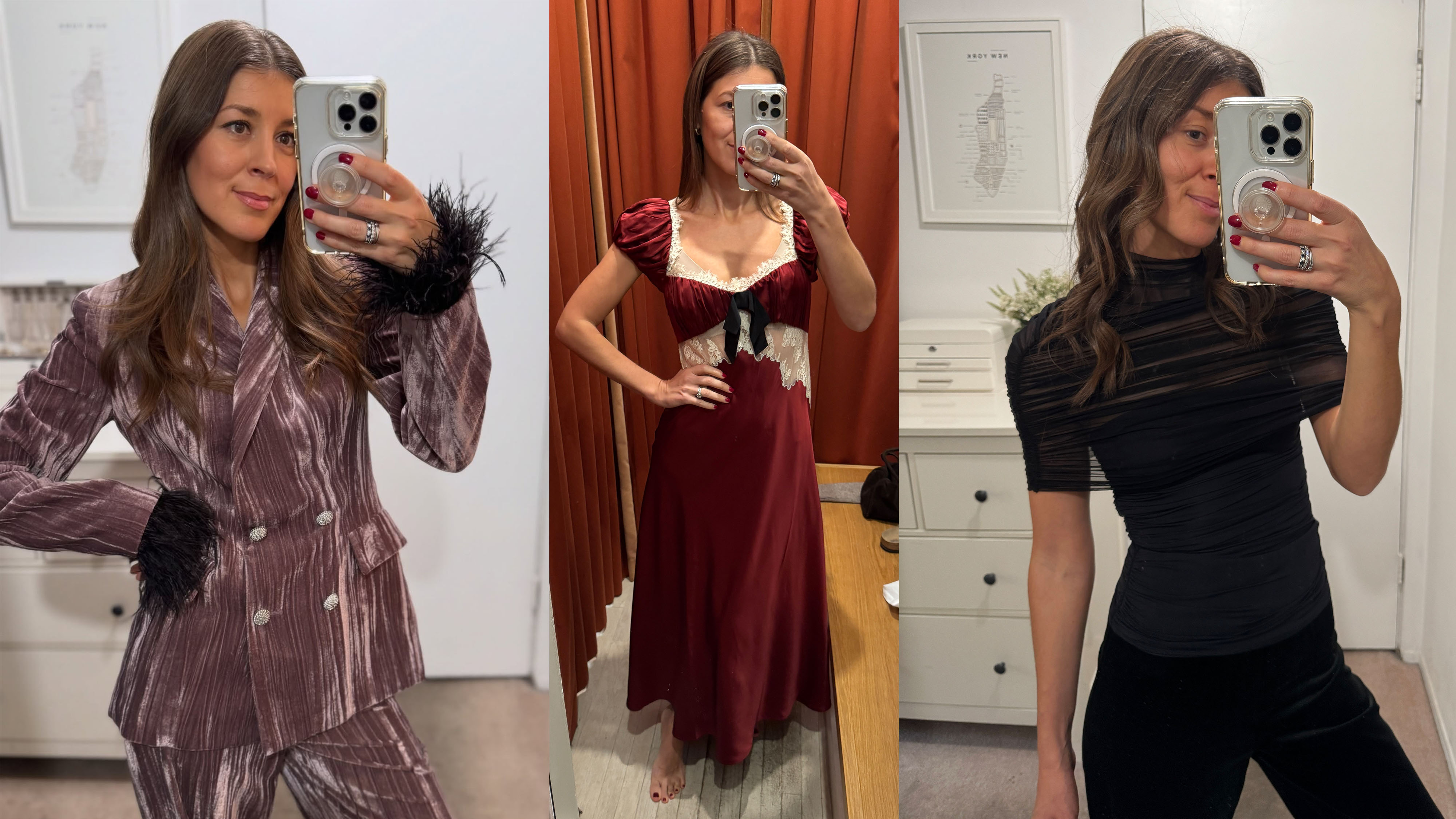 Judith Jones in holiday party outfits