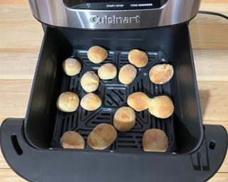 Dough balls cooked in Cuisinart basket airfryer