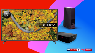 LG 4K TV with Virgin Media broadband router and TV box