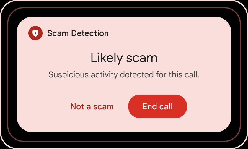 Google scam detection flashing warning on the screen