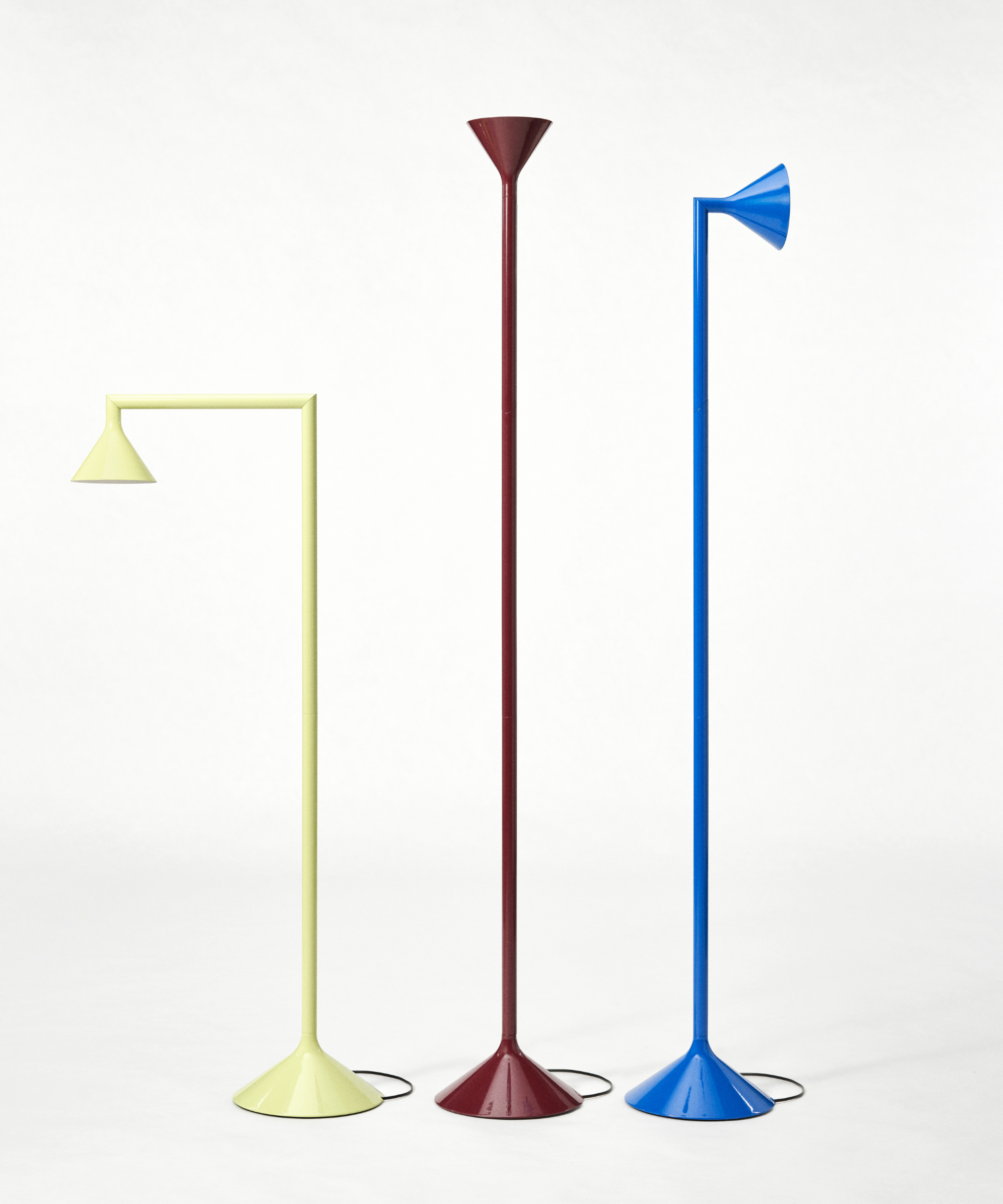 three floor lamps