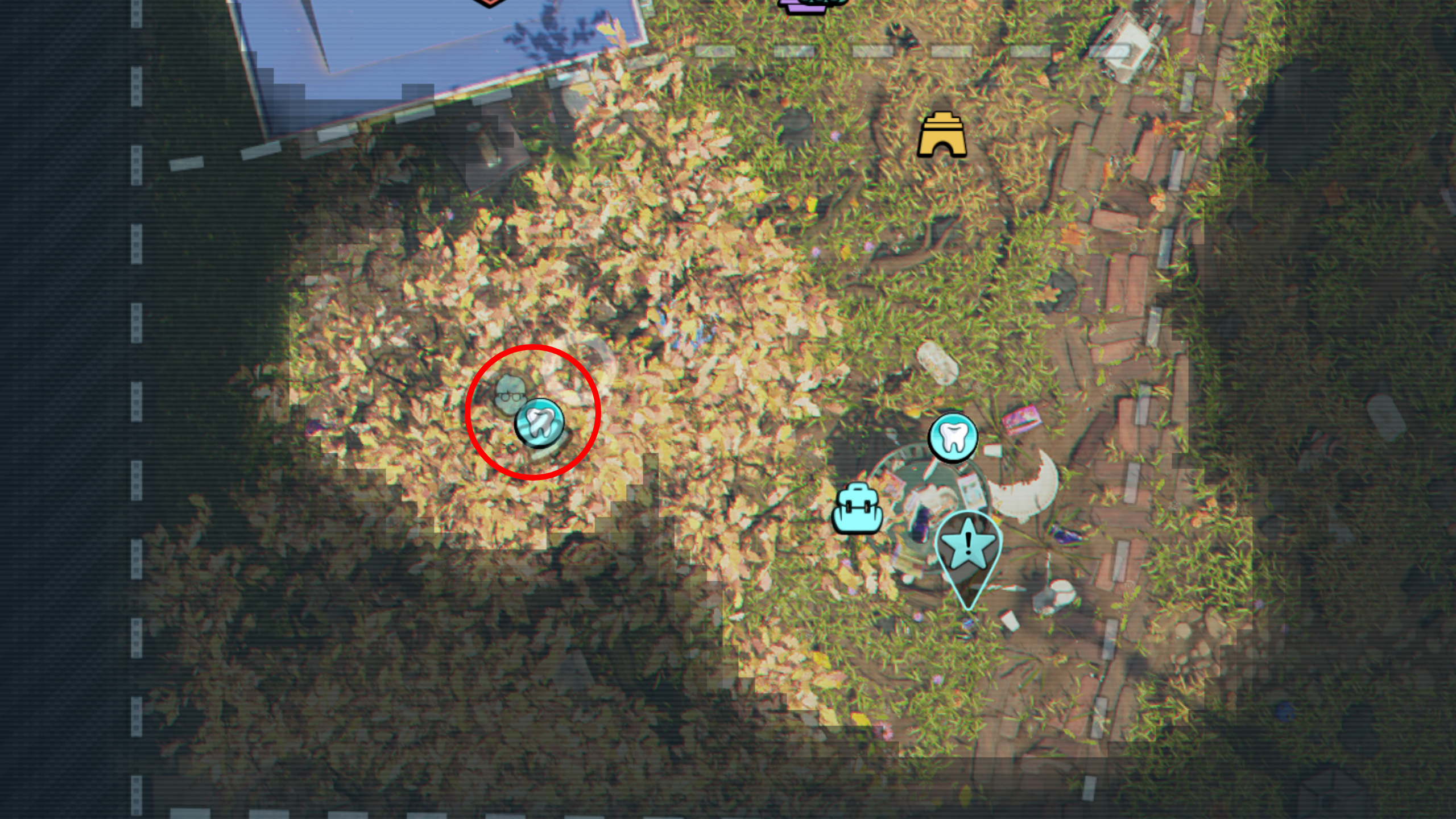 Grounded 2 Milk Molar locations: A map highlighting the location of a Milk Molar next to a tree in the Entrance region.
