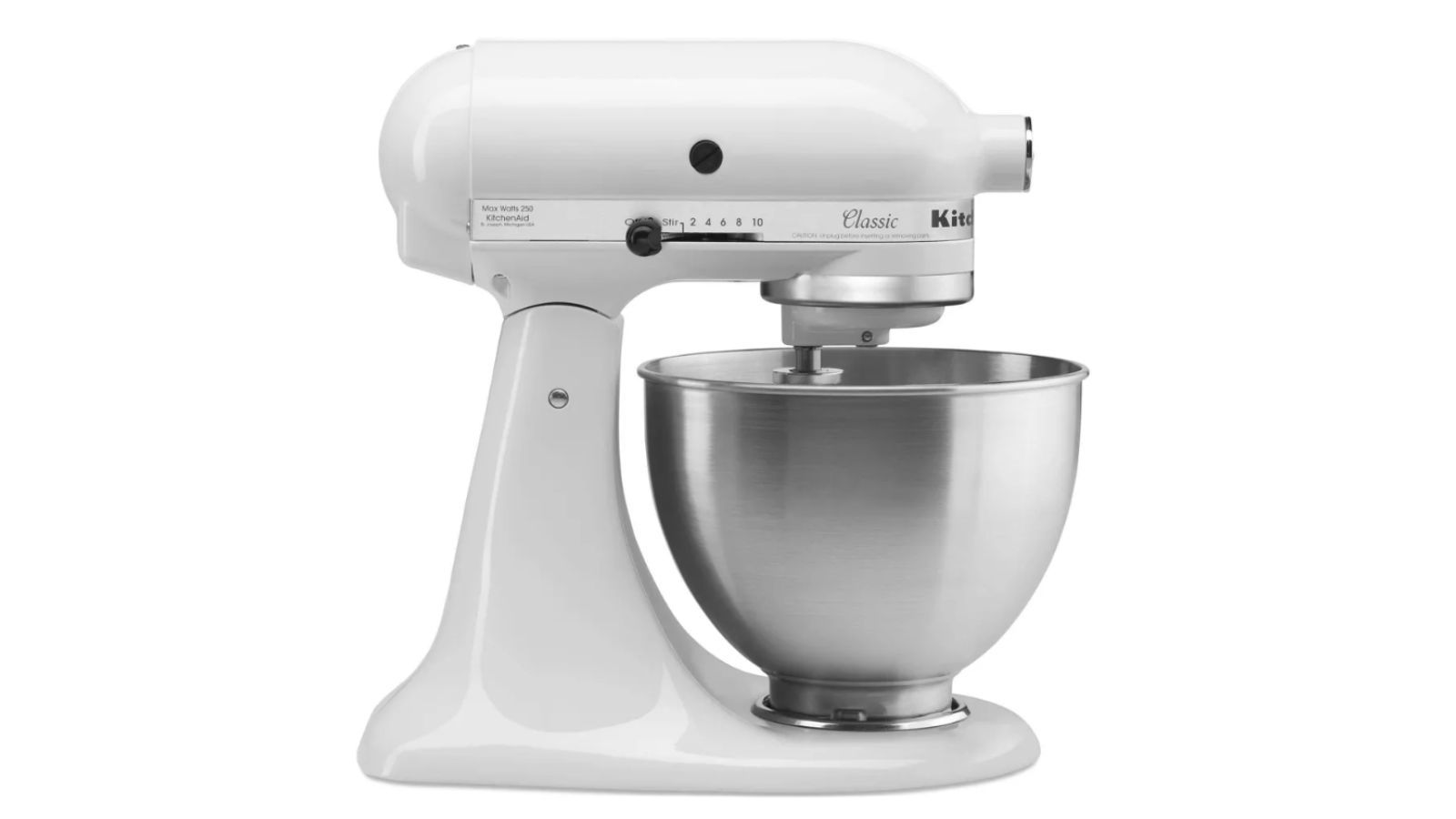 KitchenAid Classic 4.5qt Stand Mixer - White on a white background